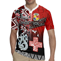 Personalised Aotearoa and Tonga Together Rugby Jersey Manaia and Tongan Tribal Cross - Taniko and Ngatu Art Tattoo