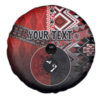 Personalised Aotearoa and Tonga Together Spare Tire Cover Manaia and Tongan Tribal Cross - Taniko and Ngatu Art Tattoo
