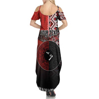 Personalised Aotearoa and Tonga Together Summer Maxi Dress Manaia and Tongan Tribal Cross - Taniko and Ngatu Art Tattoo LT03 - Polynesian Pride