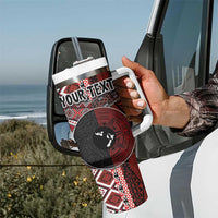 Personalised Aotearoa and Tonga Together Tumbler With Handle Manaia and Tongan Tribal Cross - Taniko and Ngatu Art Tattoo