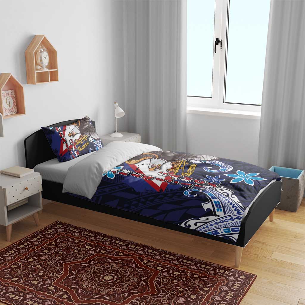 American Samoa Flag Day Bedding Set Bald Eagle with Uatogi and Fue - Polynesian and Floral Tribal Tattoo