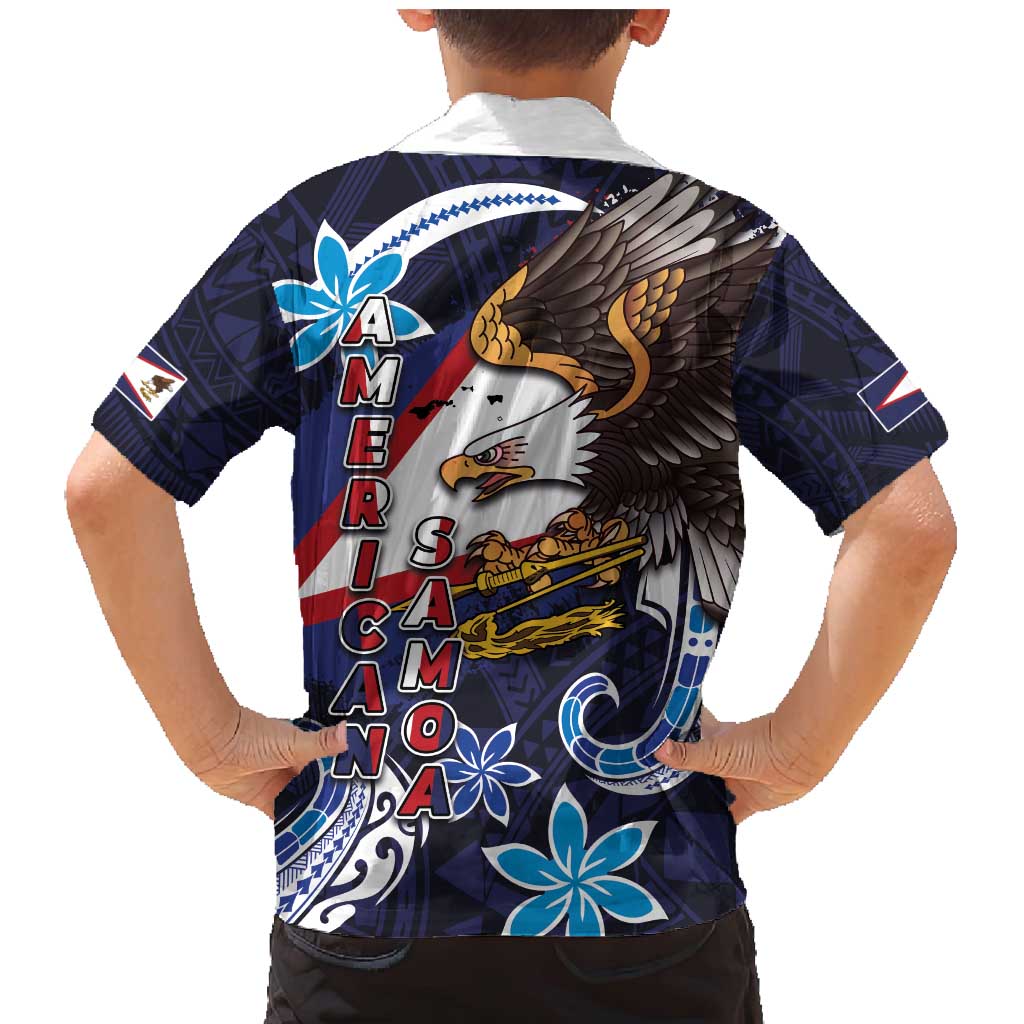 American Samoa Flag Day Family Matching Mermaid Dress and Hawaiian Shirt Bald Eagle with Uatogi and Fue - Polynesian and Floral Tribal Tattoo