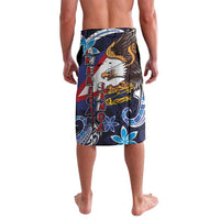 American Samoa Flag Day Lavalava Bald Eagle with Uatogi and Fue - Polynesian and Floral Tribal Tattoo