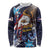 American Samoa Flag Day Long Sleeve Shirt Bald Eagle with Uatogi and Fue - Polynesian and Floral Tribal Tattoo