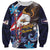 American Samoa Flag Day Sweatshirt Bald Eagle with Uatogi and Fue - Polynesian and Floral Tribal Tattoo