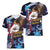 American Samoa Flag Day Women V-Neck T-Shirt Bald Eagle with Uatogi and Fue - Polynesian and Floral Tribal Tattoo