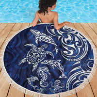 New Zealand Connecting with Seas Beach Blanket Maori Tribal and Sea Animals Tattoo - White Glass Style