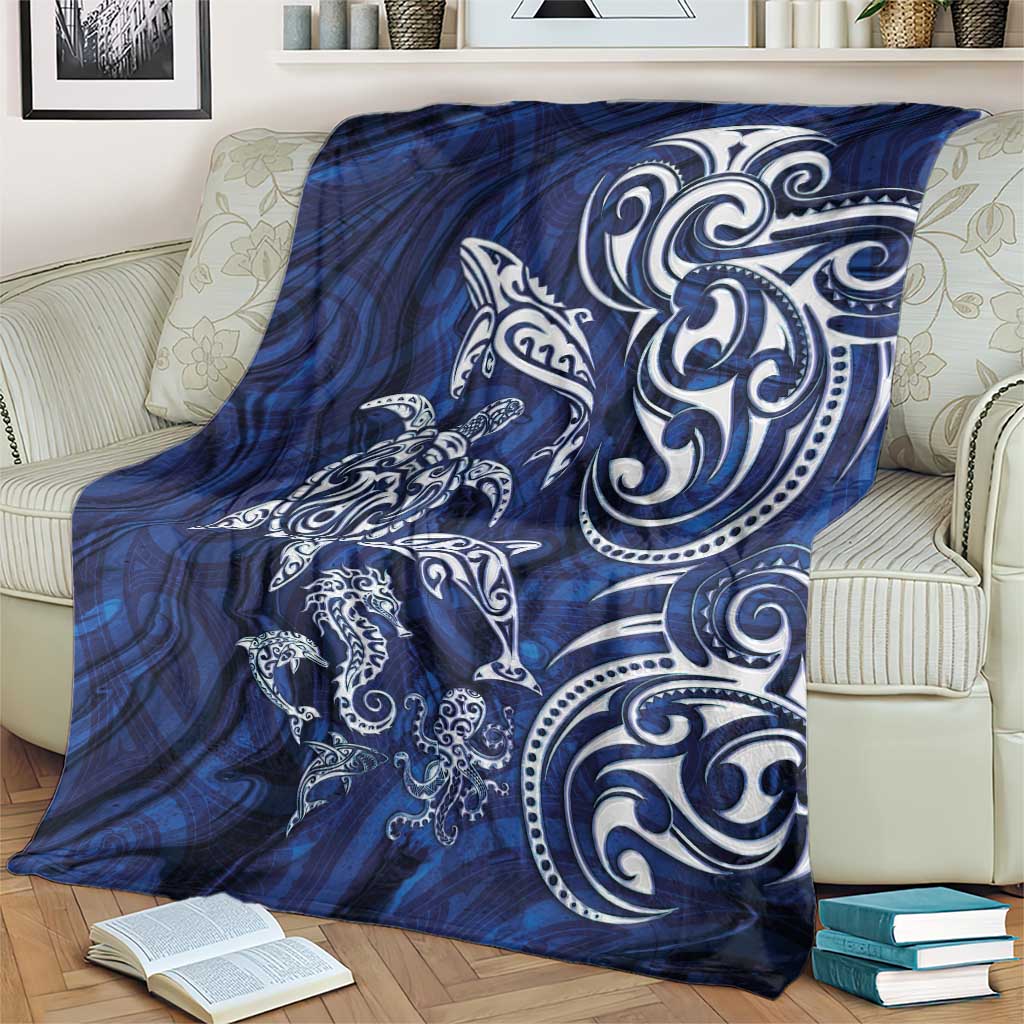 New Zealand Connecting with Seas Blanket Maori Tribal and Sea Animals Tattoo - White Glass Style LT03 - Polynesian Pride
