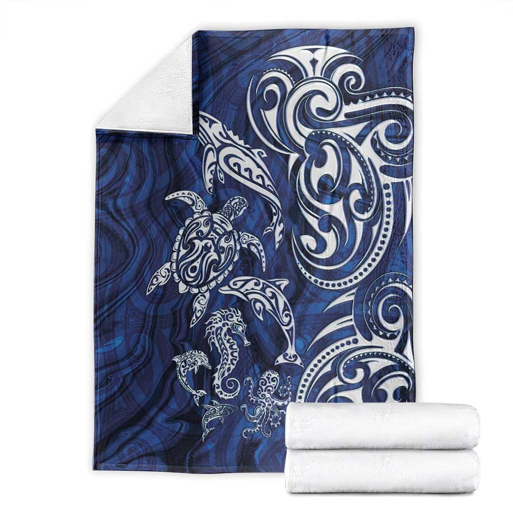 New Zealand Connecting with Seas Blanket Maori Tribal and Sea Animals Tattoo - White Glass Style LT03 - Polynesian Pride