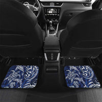 New Zealand Connecting with Seas Car Mats Maori Tribal and Sea Animals Tattoo - White Glass Style LT03 Set 2pcs - Back Navy - Polynesian Pride