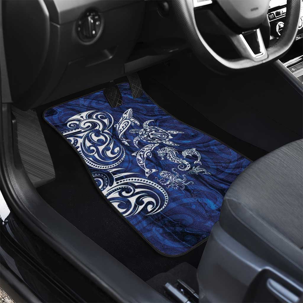 New Zealand Connecting with Seas Car Mats Maori Tribal and Sea Animals Tattoo - White Glass Style LT03 - Polynesian Pride