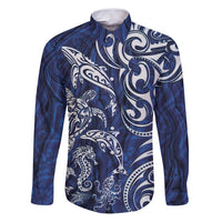 New Zealand Connecting with Seas Family Matching Puletasi and Hawaiian Shirt Maori Tribal and Sea Animals Tattoo - White Glass Style