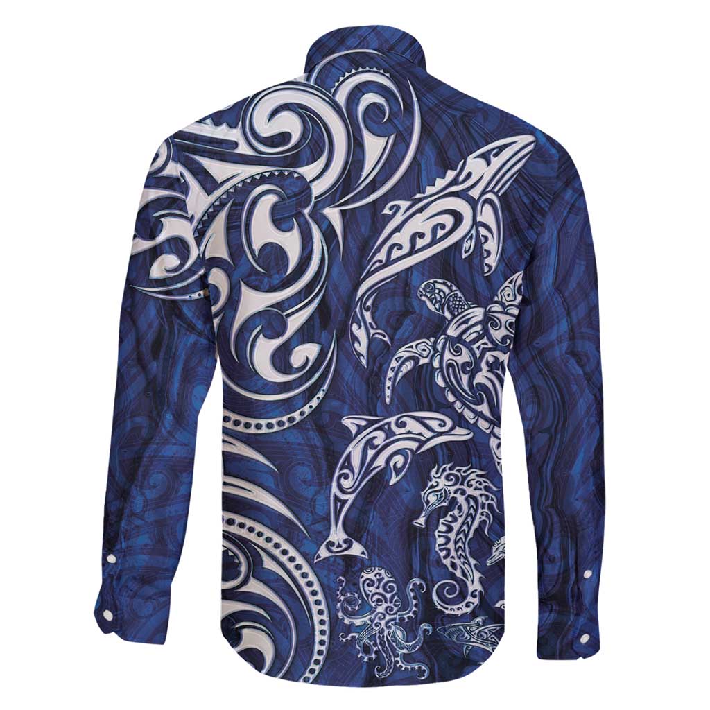 New Zealand Connecting with Seas Family Matching Puletasi and Hawaiian Shirt Maori Tribal and Sea Animals Tattoo - White Glass Style