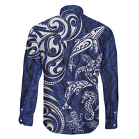 New Zealand Connecting with Seas Family Matching Tank Maxi Dress and Hawaiian Shirt Maori Tribal and Sea Animals Tattoo - White Glass Style