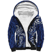 New Zealand Connecting with Seas Sherpa Hoodie Maori Tribal and Sea Animals Tattoo - White Glass Style