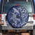 New Zealand Connecting with Seas Spare Tire Cover Maori Tribal and Sea Animals Tattoo - White Glass Style