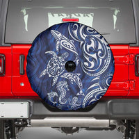 New Zealand Connecting with Seas Spare Tire Cover Maori Tribal and Sea Animals Tattoo - White Glass Style