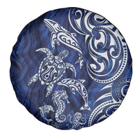 New Zealand Connecting with Seas Spare Tire Cover Maori Tribal and Sea Animals Tattoo - White Glass Style
