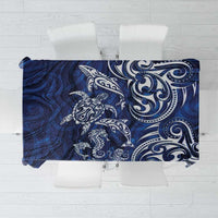 New Zealand Connecting with Seas Tablecloth Maori Tribal and Sea Animals Tattoo - White Glass Style LT03 Navy - Polynesian Pride