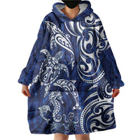 New Zealand Connecting with Seas Wearable Blanket Hoodie Maori Tribal and Sea Animals Tattoo - White Glass Style LT03 - Polynesian Pride