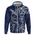New Zealand Connecting with Seas Zip Hoodie Maori Tribal and Sea Animals Tattoo - White Glass Style