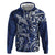 New Zealand Connecting with Seas Zip Hoodie Maori Tribal and Sea Animals Tattoo - White Glass Style