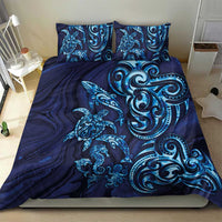 New Zealand Connecting with Seas Bedding Set Maori Tribal and Sea Animals Tattoo - Sea Texture Glass Style