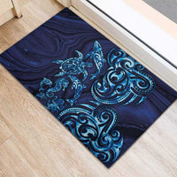 New Zealand Connecting with Seas Rubber Doormat Maori Tribal and Sea Animals Tattoo - Sea Texture Glass Style LT03 - Polynesian Pride