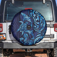 New Zealand Connecting with Seas Spare Tire Cover Maori Tribal and Sea Animals Tattoo - Sea Texture Glass Style