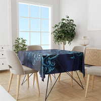 New Zealand Connecting with Seas Tablecloth Maori Tribal and Sea Animals Tattoo - Sea Texture Glass Style LT03 - Polynesian Pride