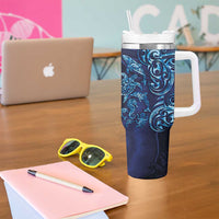 New Zealand Connecting with Seas Tumbler With Handle Maori Tribal and Sea Animals Tattoo - Sea Texture Glass Style