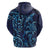 New Zealand Connecting with Seas Zip Hoodie Maori Tribal and Sea Animals Tattoo - Sea Texture Glass Style