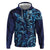 New Zealand Connecting with Seas Zip Hoodie Maori Tribal and Sea Animals Tattoo - Sea Texture Glass Style