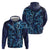 New Zealand Connecting with Seas Zip Hoodie Maori Tribal and Sea Animals Tattoo - Sea Texture Glass Style