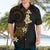 Polynesian Spiral Tribal Tattoo Hawaiian Shirt Golden Color