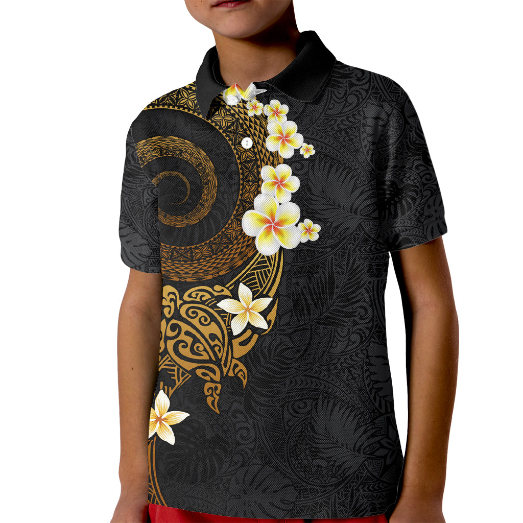 Polynesian Spiral Tribal Tattoo Kid Polo Shirt Golden Color