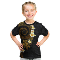 Polynesian Spiral Tribal Tattoo Kid T Shirt Golden Color