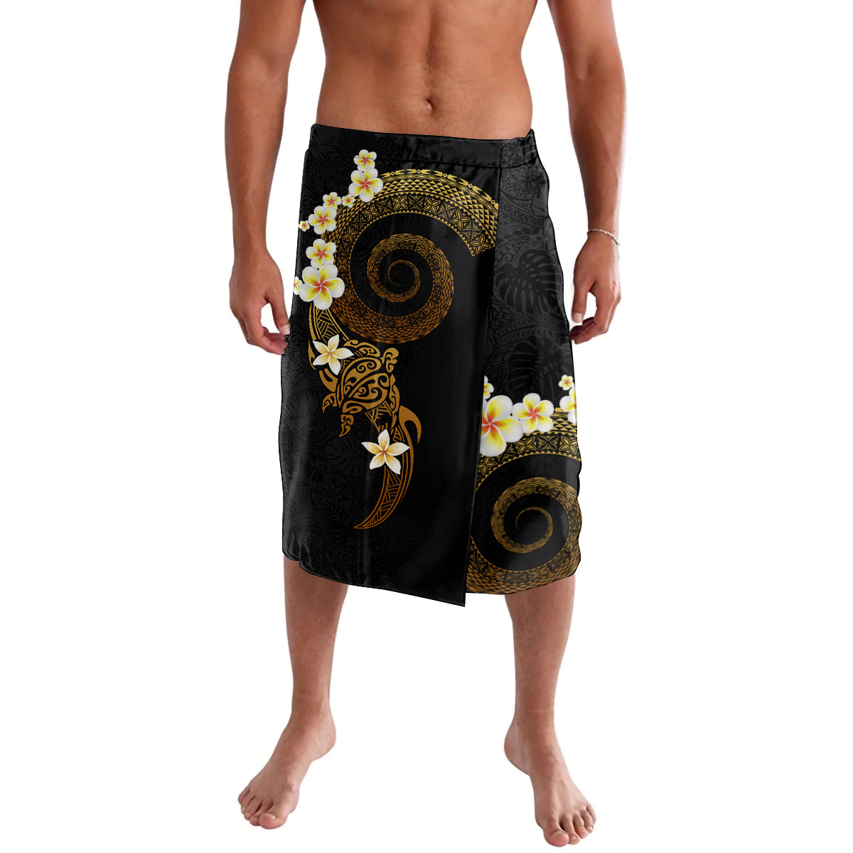 Polynesian Spiral Tribal Tattoo Lavalava Golden Color