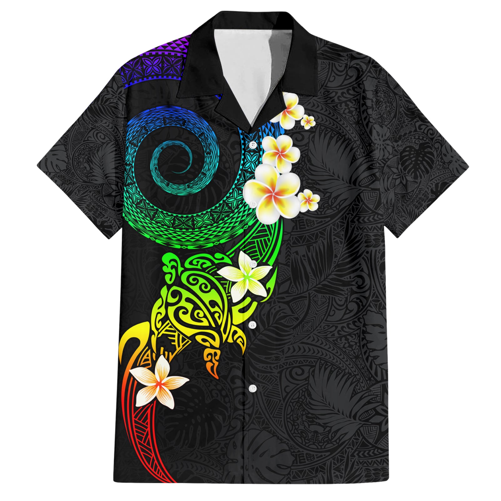 Polynesian Spiral Tribal Tattoo Hawaiian Shirt Fanciful Color