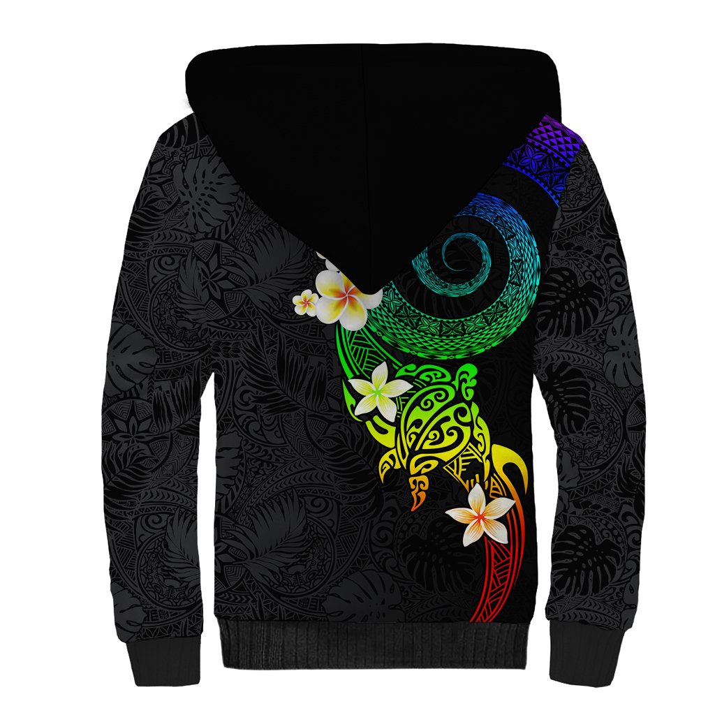 Polynesian Spiral Tribal Tattoo Sherpa Hoodie Fanciful Color