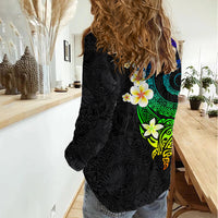 Polynesian Spiral Tribal Tattoo Women Casual Shirt Fanciful Color