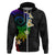 Polynesian Spiral Tribal Tattoo Zip Hoodie Fanciful Color