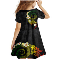 Polynesian Spiral Tribal Tattoo Family Matching Mermaid Dress and Hawaiian Shirt Reggae Color