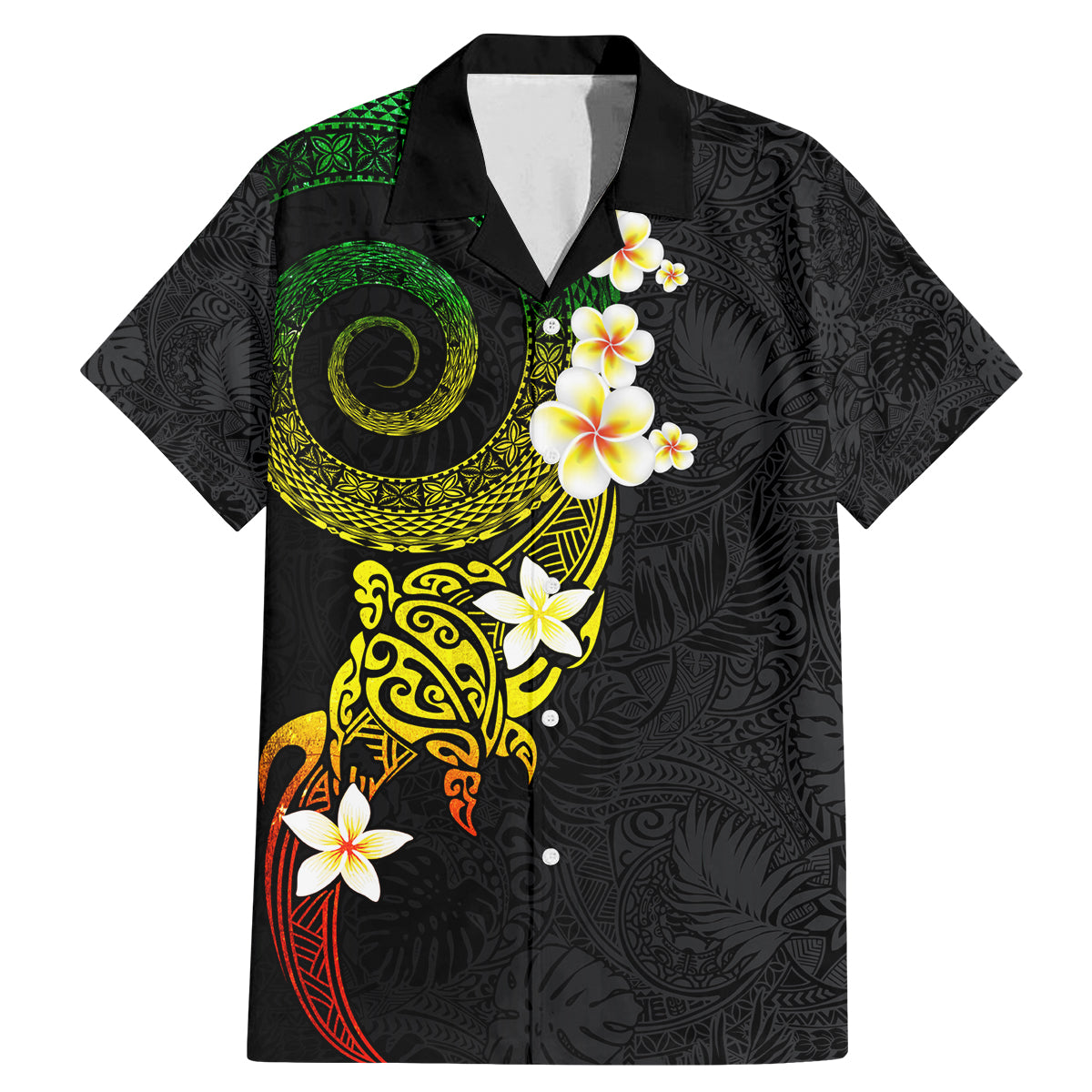 Polynesian Spiral Tribal Tattoo Family Matching Mermaid Dress and Hawaiian Shirt Reggae Color