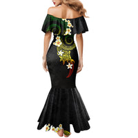 Polynesian Spiral Tribal Tattoo Family Matching Mermaid Dress and Hawaiian Shirt Reggae Color