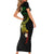 Polynesian Spiral Tribal Tattoo Short Sleeve Bodycon Dress Reggae Color