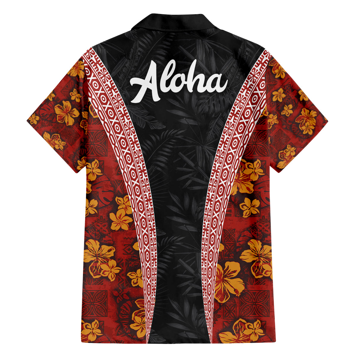 Hawaii Lei and Hibiscus Flowers Tribal Family Matching Long Sleeve Bodycon Dress and Hawaiian Shirt Patchwork Abstract Vintage LT03 - Polynesian Pride