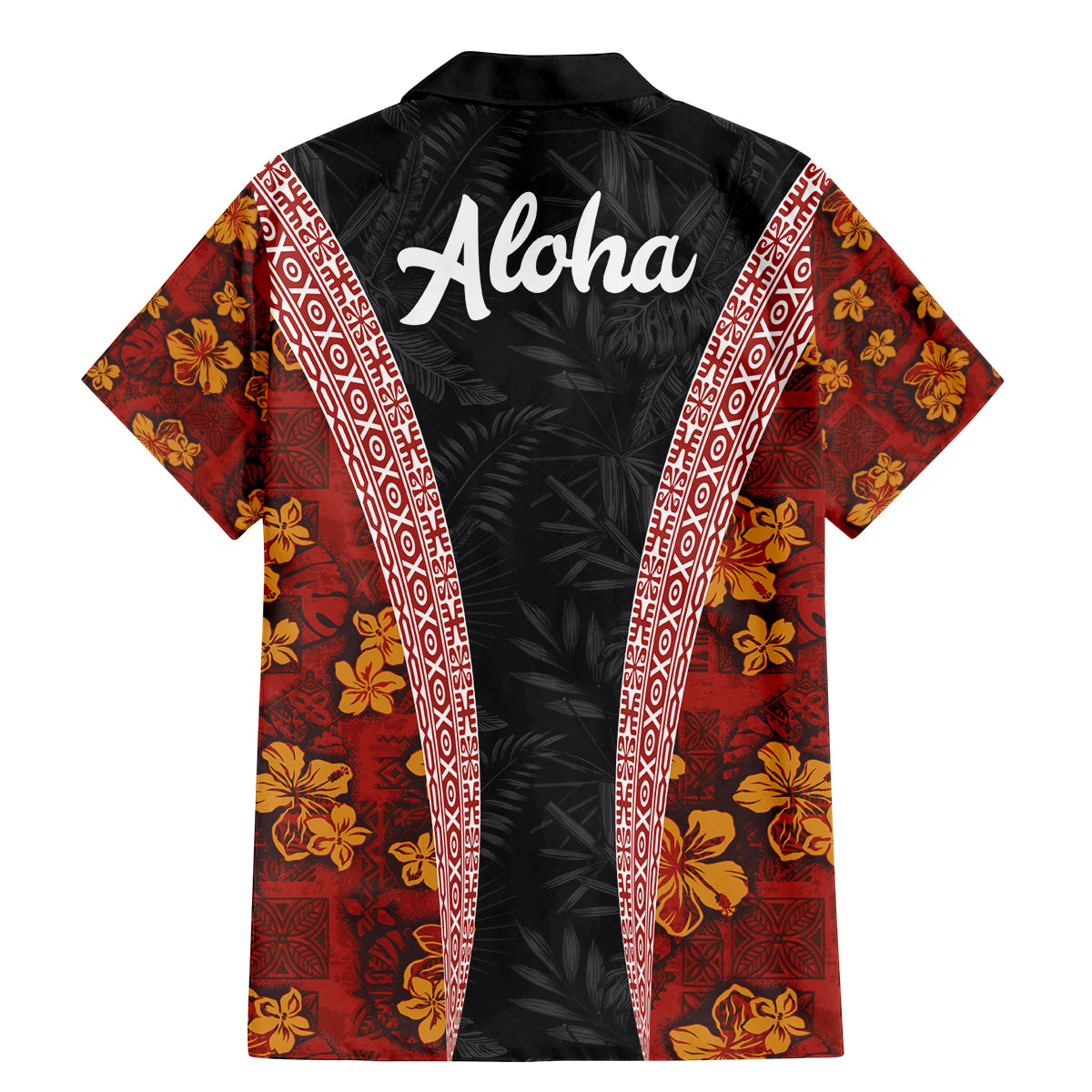 Hawaii Lei and Hibiscus Flowers Tribal Family Matching Mermaid Dress and Hawaiian Shirt Patchwork Abstract Vintage LT03 - Polynesian Pride