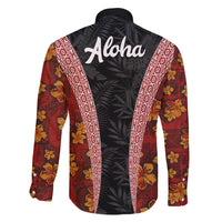 Hawaii Lei and Hibiscus Flowers Tribal Family Matching Off Shoulder Short Dress and Hawaiian Shirt Patchwork Abstract Vintage