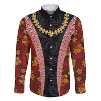 Hawaii Lei and Hibiscus Flowers Tribal Family Matching Summer Maxi Dress and Hawaiian Shirt Patchwork Abstract Vintage